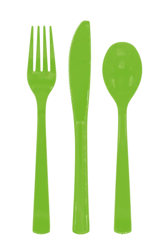 Lime Groene Bestek Herbruikbaar 18 delig van WeFiesta koop je bij Partywinkel