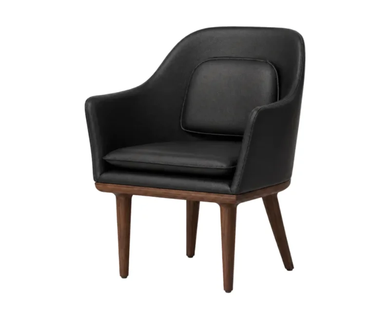 Lunar Lounge-Sessel, Small, Walnuss, Bellagio Black 7925 HR von Stellar Works