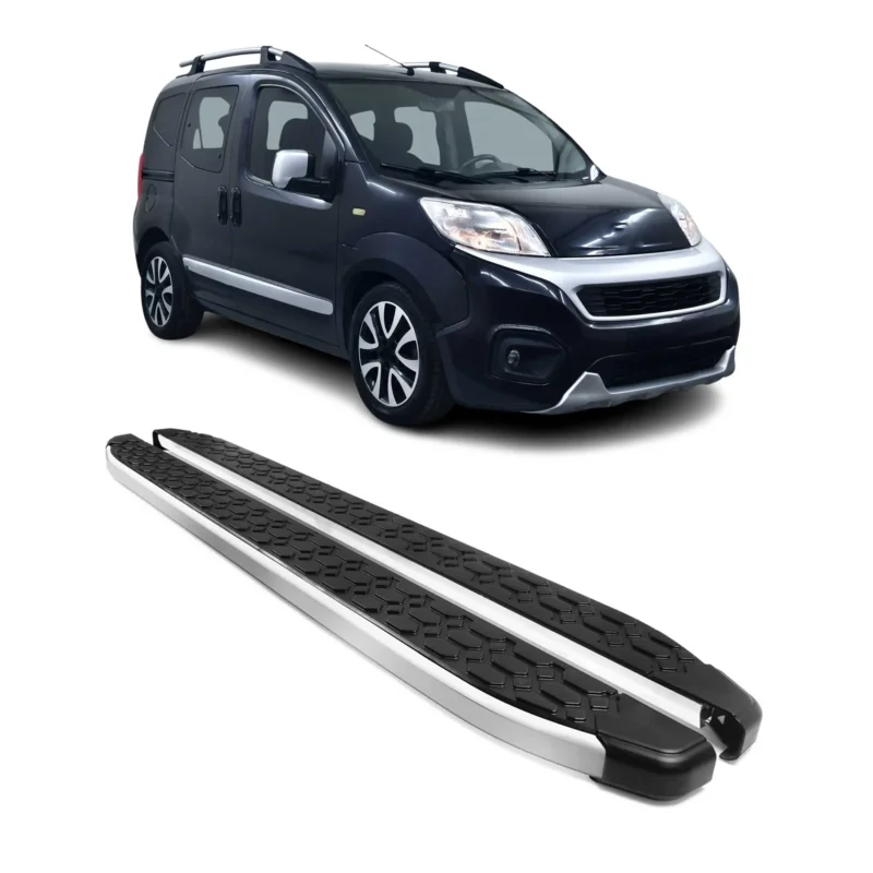 Alu Trittbretter Seitenschweller für Fiat Fiorino / Qubo 2008-24 Schwarz Silber