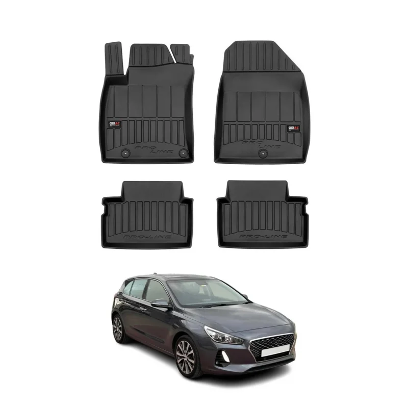 OMAC Gummi Fußmatten für Hyundai i30 2017-2026 Premium TPE Automatten Schwarz 4x