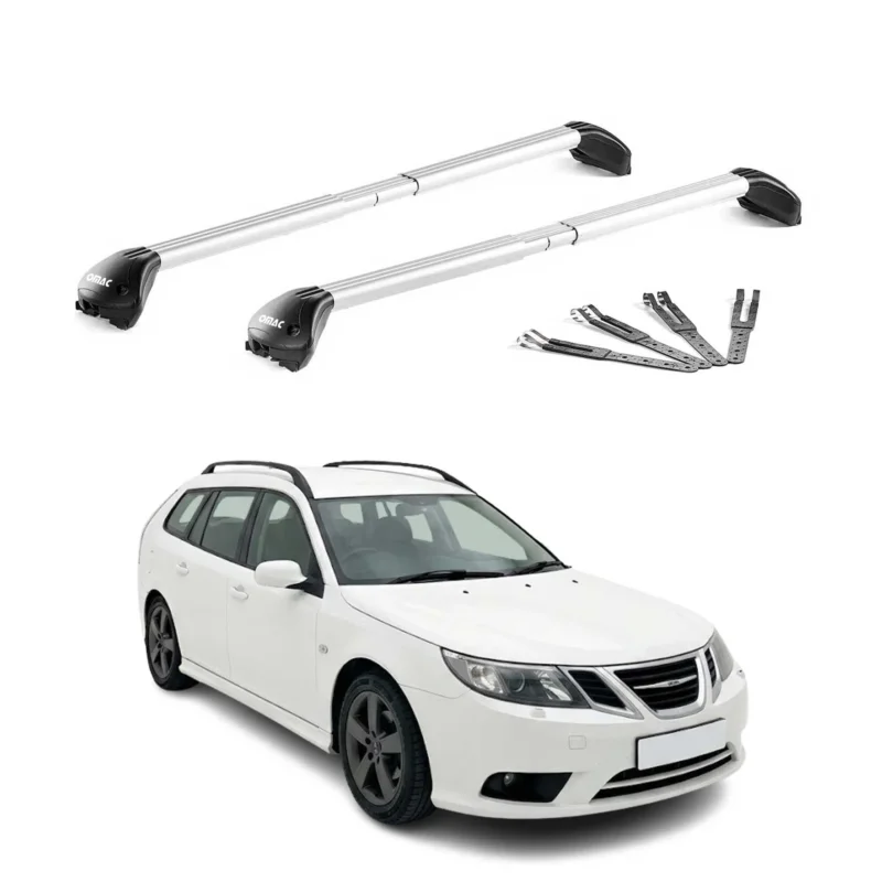 Dachträger Grundtäger für Saab 9-3 II Kombi 2005-2011 100kg Alu Grau 2x ABE