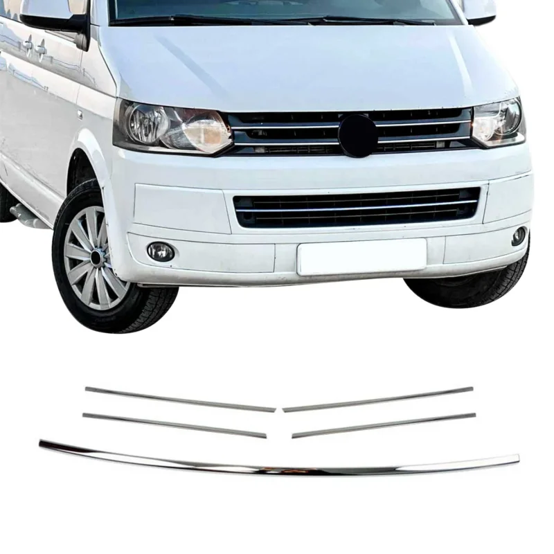 Kühlergrill Leiste Grillleisten für VW Transporter T5 2010-15 Edelstahl Chrom 5x