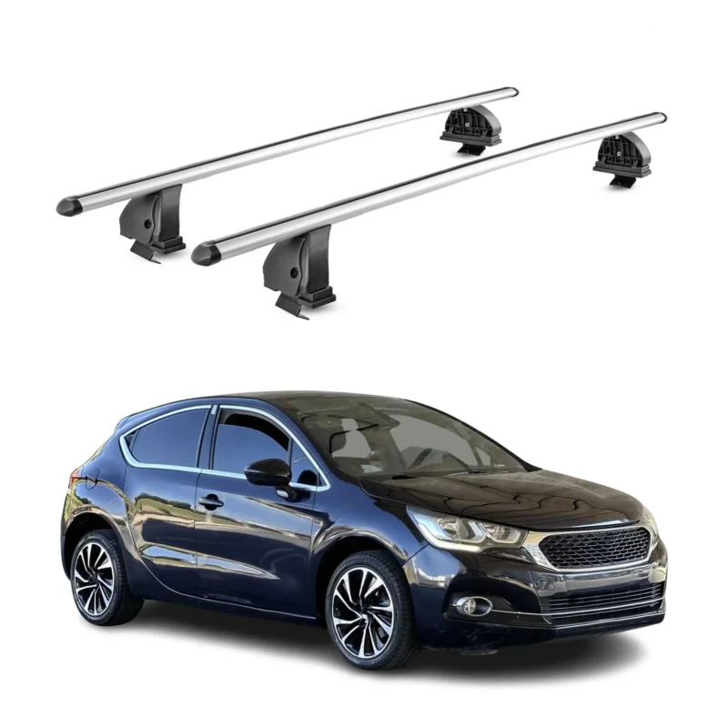 Alu Dachträger für DS 4 2011-2018 TÜV Abschließbar T-Nut 75 kg 2tlg Silber