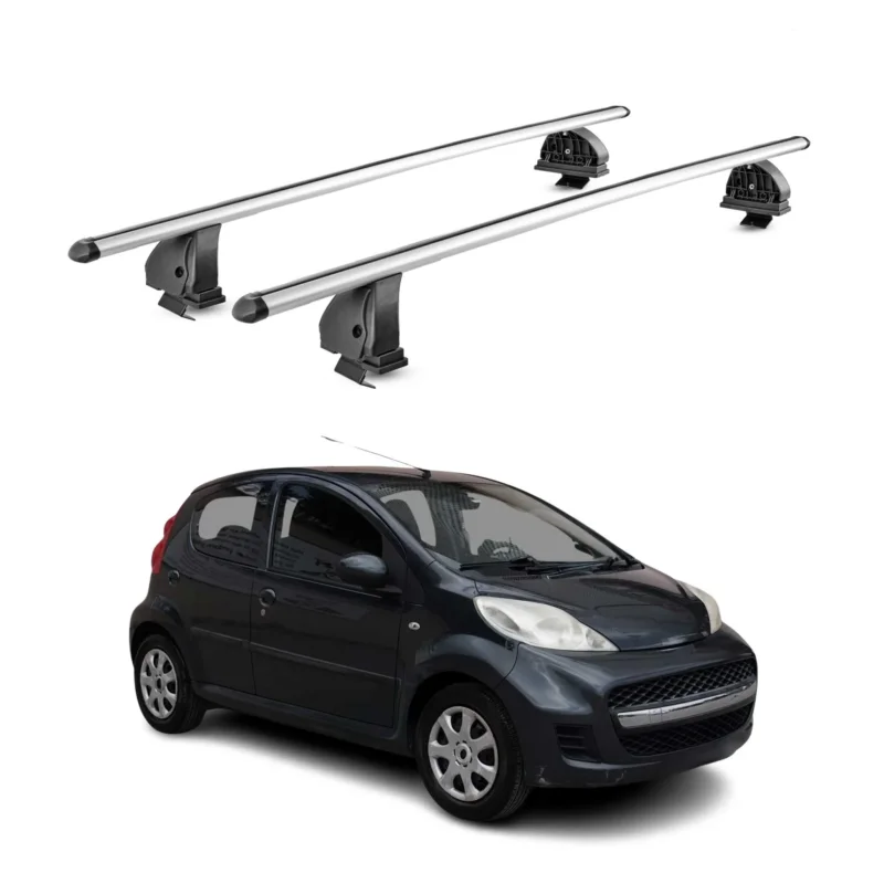 Alu Dachträger für Peugeot 107 2005-2014 5Tür TÜV T-Nut 75 kg 2tlg Silber