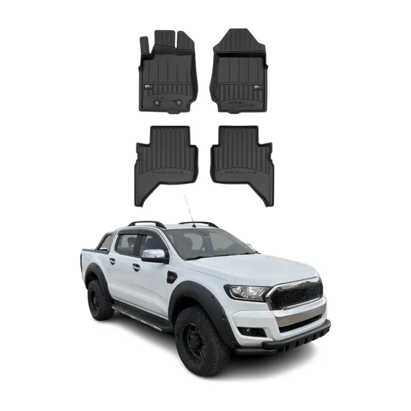 OMAC Gummi Fußmatten für Ford Ranger 2011-2024 Premium TPE Automatten Schwarz 4x