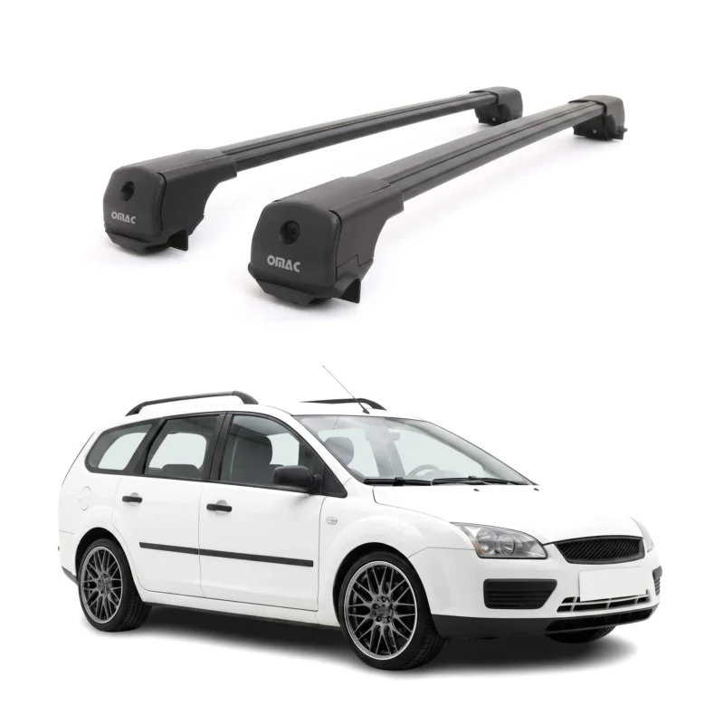 Dachträger für Ford Focus II Kombi 2008-2010 Facelift Aluminium Schwarz 2tlg