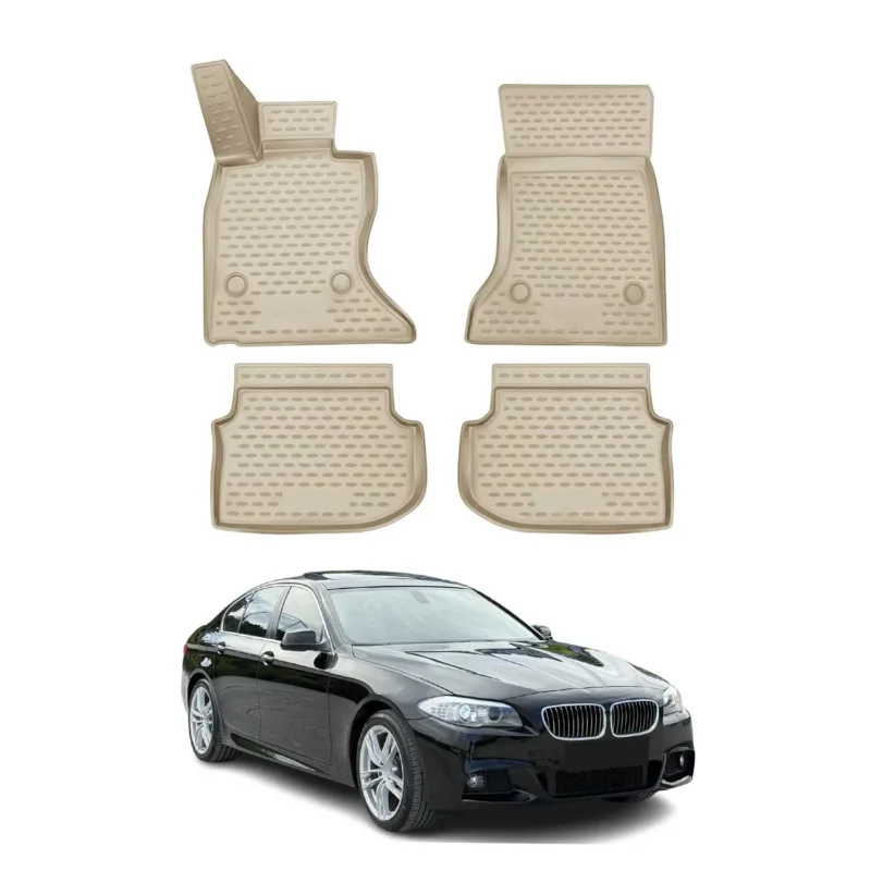 OMAC Gummimatten Fußmatten für BMW 5er F10 F11 2010-2013 Pre-FL 4WD Xdrive Beige