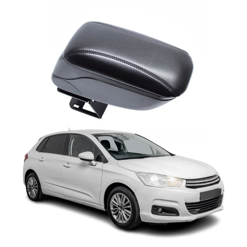 Mittelarmlehne Armlehne Mittelkonsole für Citroen C4 2010-2018 PU-Leder Schwarz