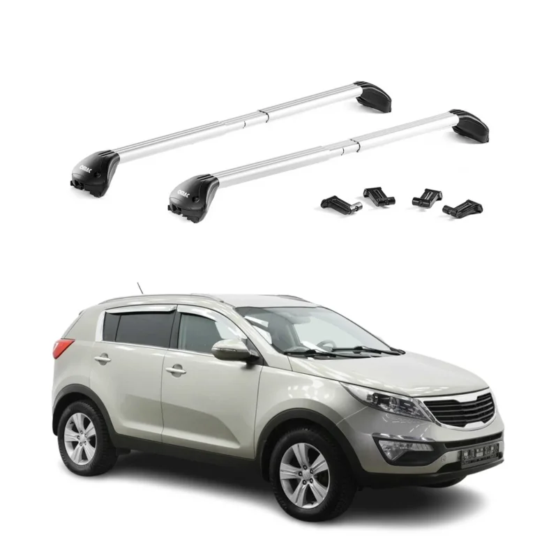 Dachträger Grundtäger für Kia Sportage mk3 SL 2011-16 100kg Alu Silber 2 tlg ABE