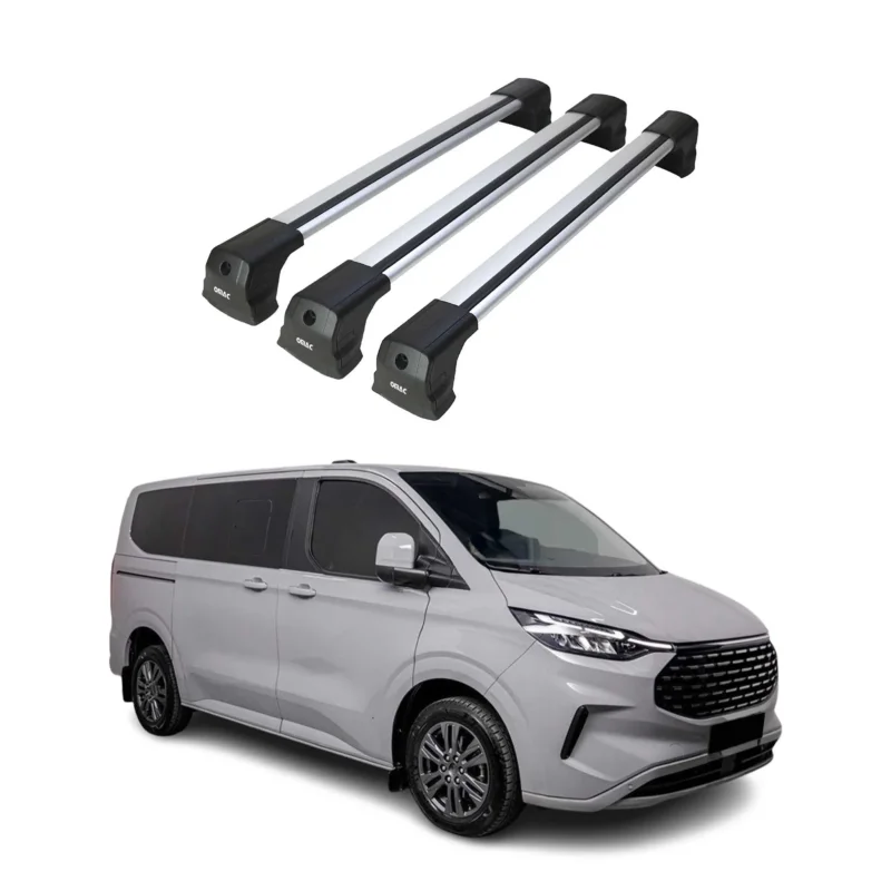 Dachträger für Ford Transit Custom / Tourneo Custom 2023-2026 75kg Silber 3 tlg