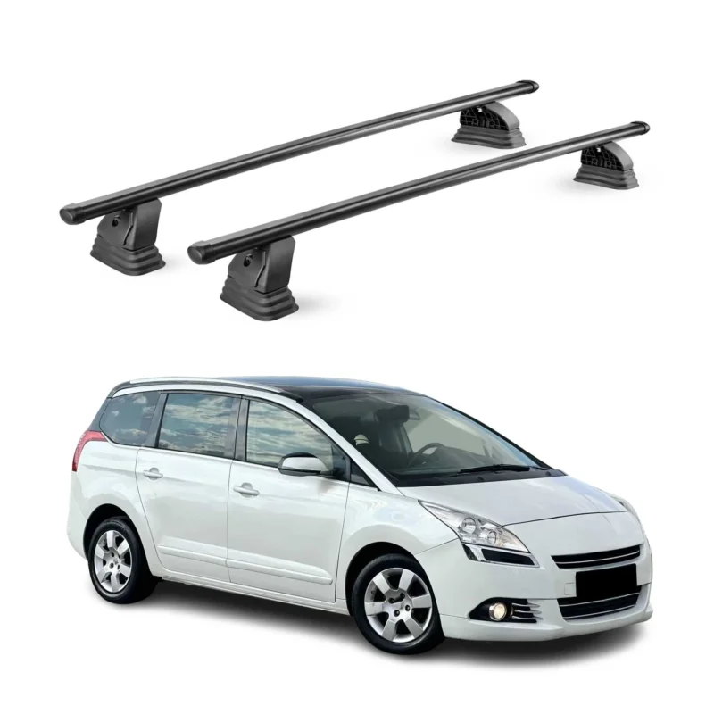 Stahl Dachträger für Peugeot 5008 I (Ohne Dachreling) 2009-2016 TÜV 2tlg Schwarz