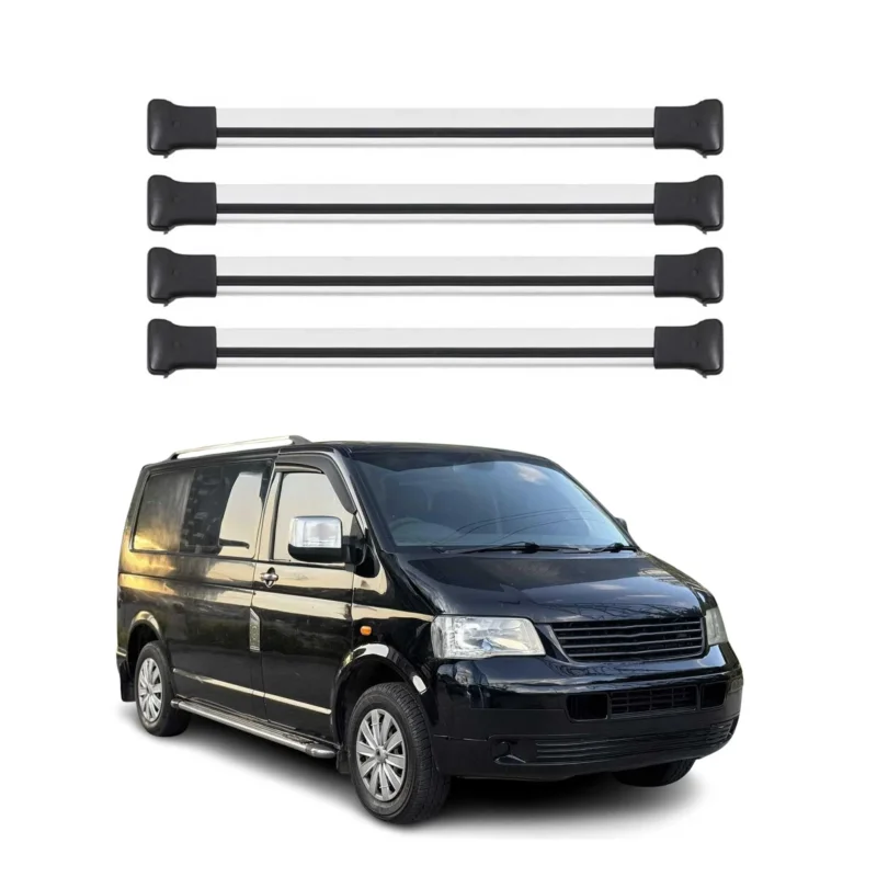 Dachträger für VW T5 T6 Transporter Multivan Caravelle 2003-2024 Alu Silber 4tlg