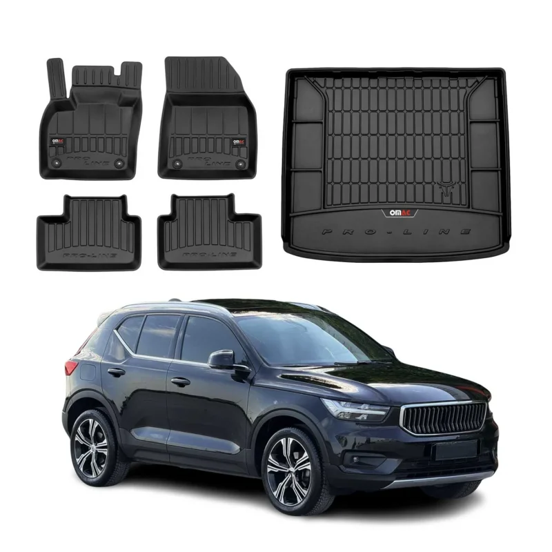 OMAC Fußmatten & Kofferraumwanne Set für Volvo XC40 2018-2026 Gummi Schwarz 5x