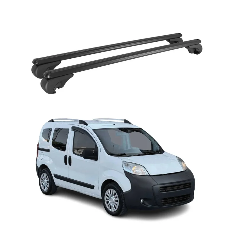 Dachträger Grundträger für Peugeot Bipper 2008-2017 TÜV Aluminium Schwarz 2tlg