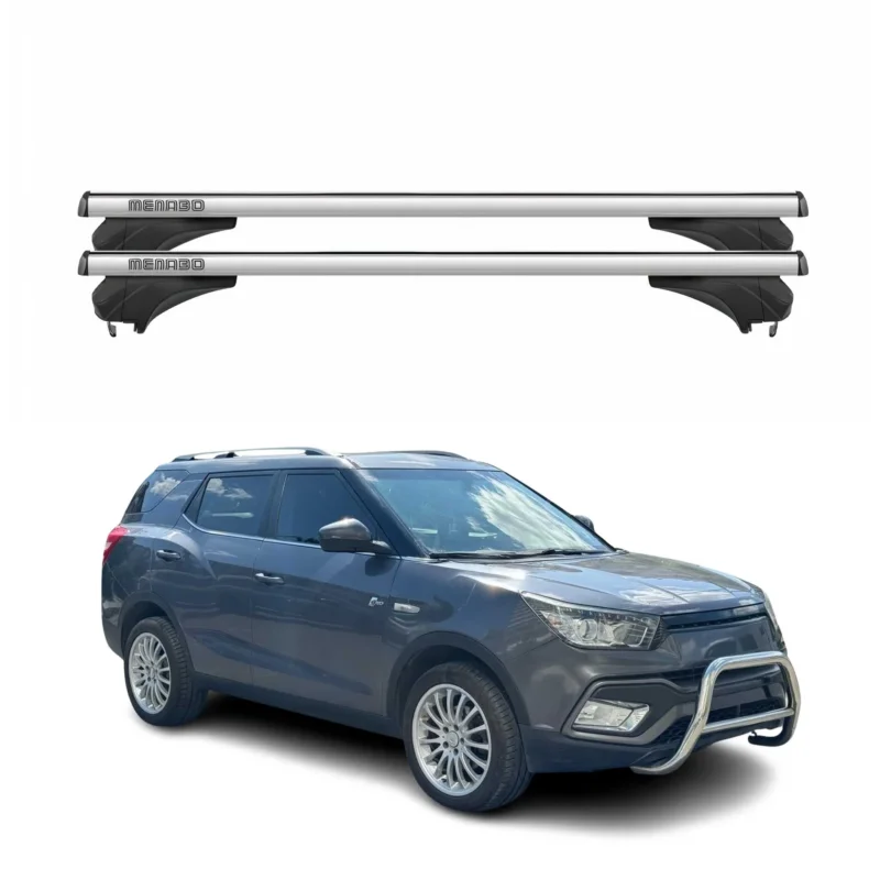 Menabo Dachträger Grundtäger für Ssangyong XLV 2016-2021 Aluminium Silber 2 tlg