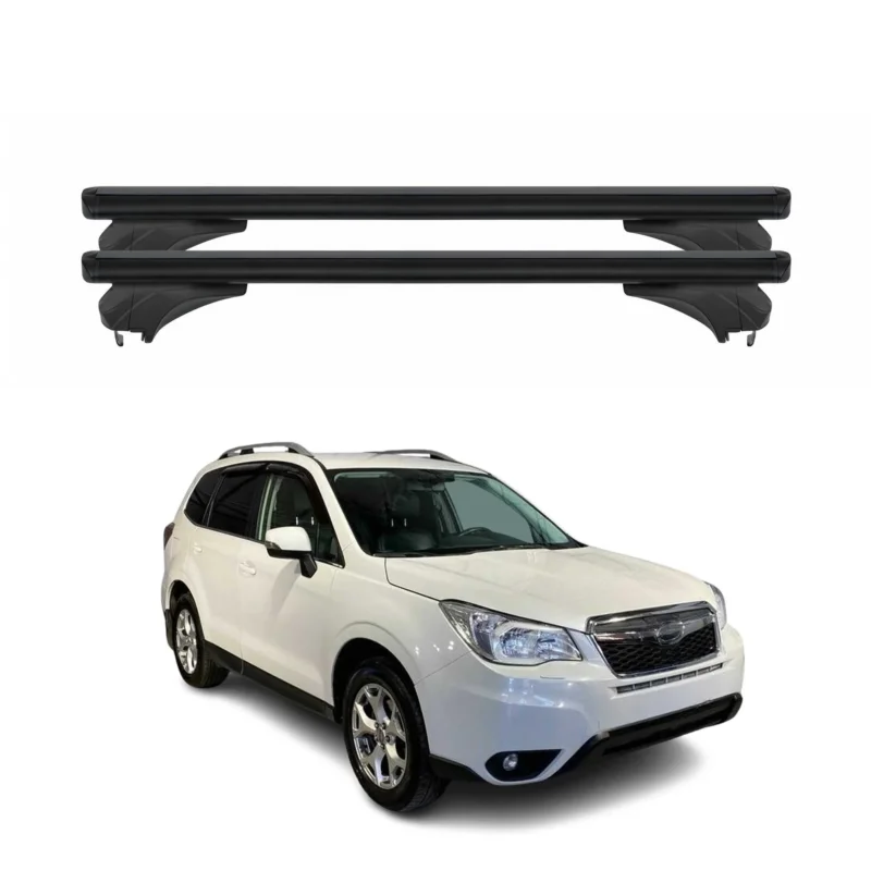 Menabo Dachträger Grundtäger für Subaru Forester IV 2013-2018 Alu Schwarz 2 tlg