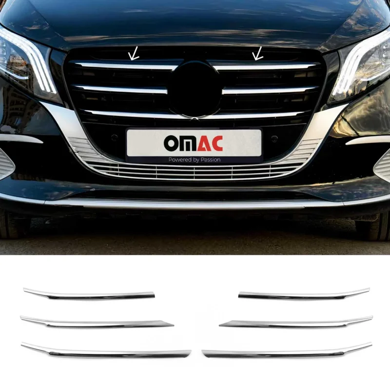 Kühlergrill Grillleisten für Mercedes Vito W447 2024-2026 Edelstahl Chrom 6tlg