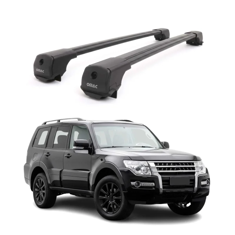 Dachträger Grundträger für Mitsubishi Pajero IV 2006-2021 Aluminium Schwarz 2tlg
