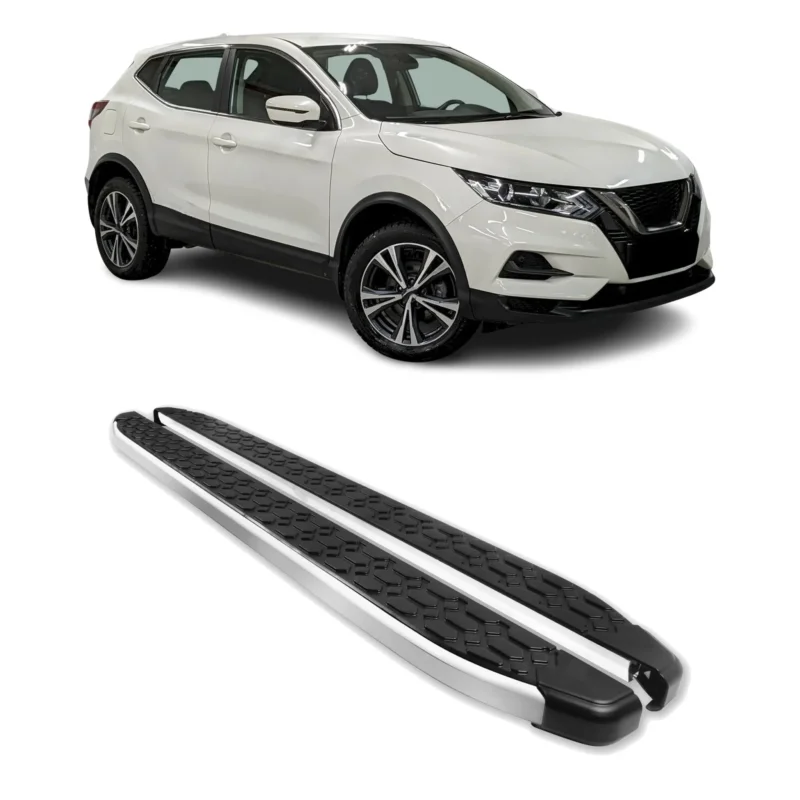 Alu Trittbretter für Nissan Qashqai J11 2013-2021 Schwarz Silber 2tlg