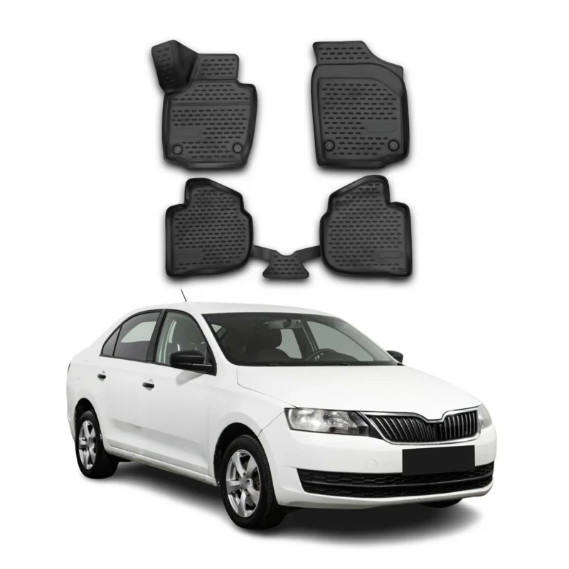 OMAC Gummimatten Fußmatten für Skoda Rapid 2012-2019 TPE Automatten Schwarz 4x
