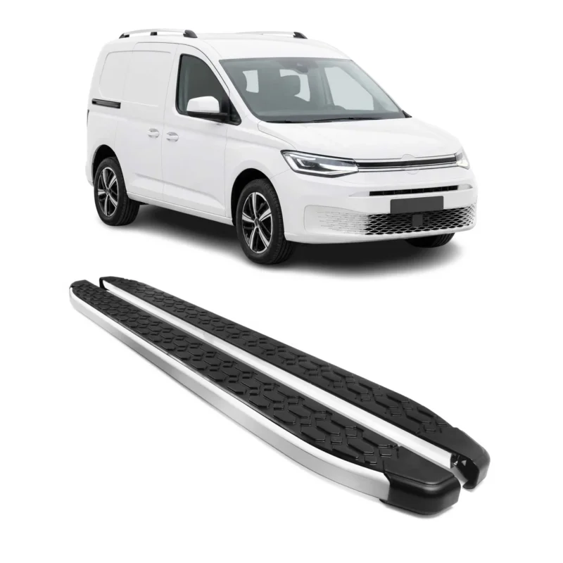 Trittbretter Seitenschweller für VW Caddy Maxi 2020-26 L2 Silber Schwarz Alu 2x