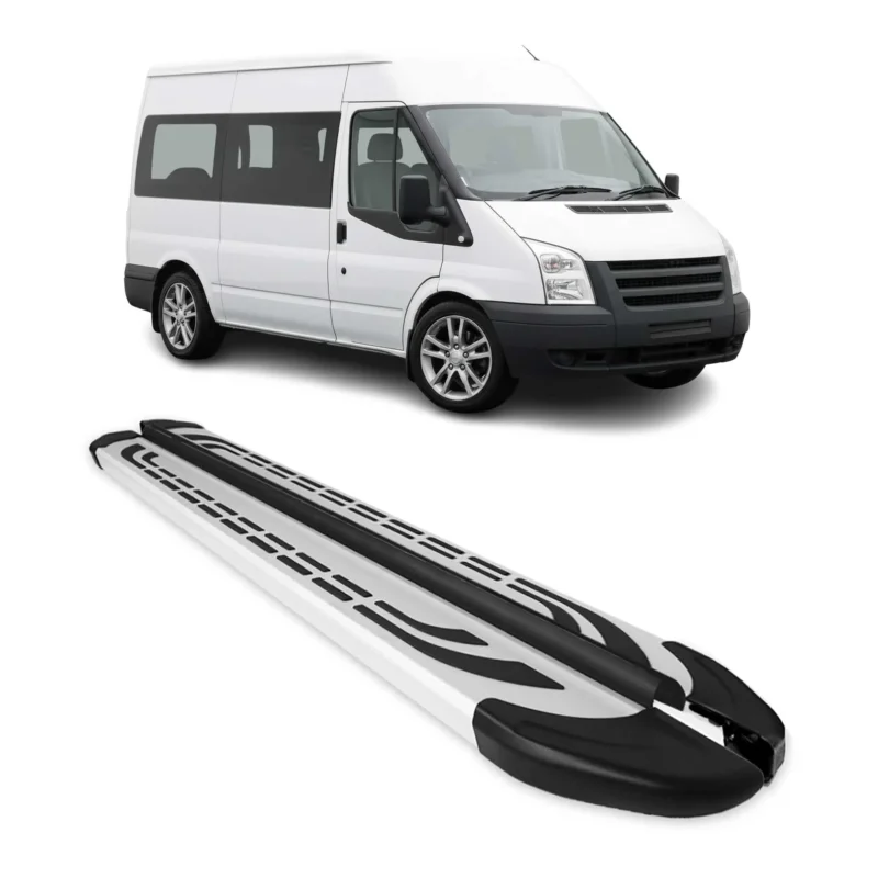 Trittbretter Seitenschweller für Ford Transit 2006-2014 L2 Aluminium Grau