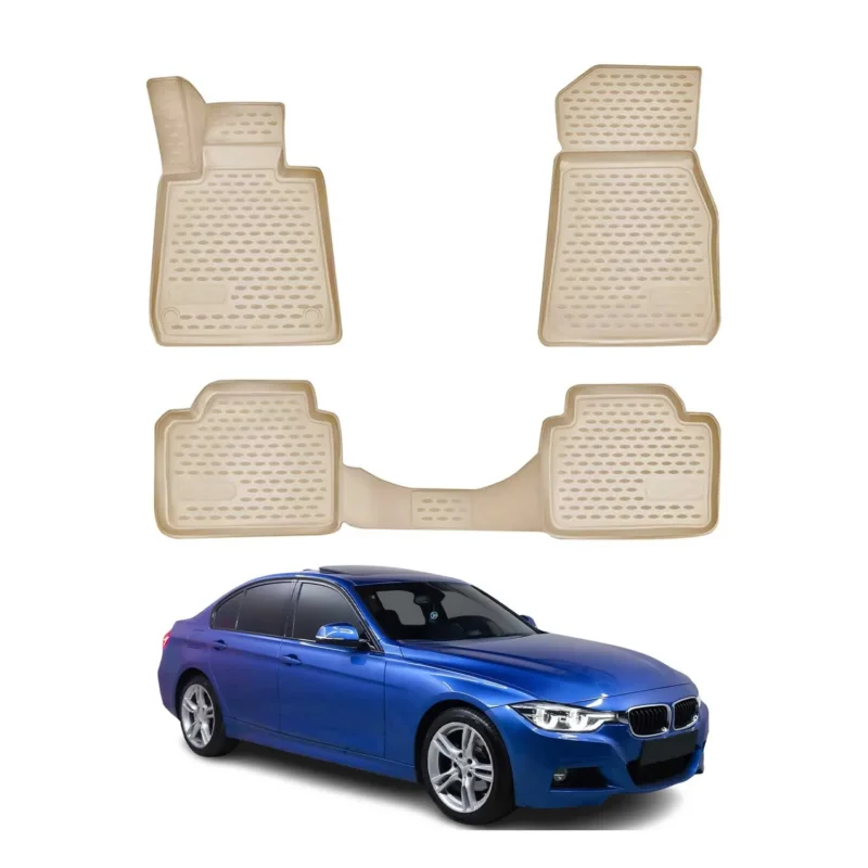OMAC Gummi Fußmatten für BMW 3er F30 F31 2012-2018/4er F32 F36 13-2021 Beige 4x