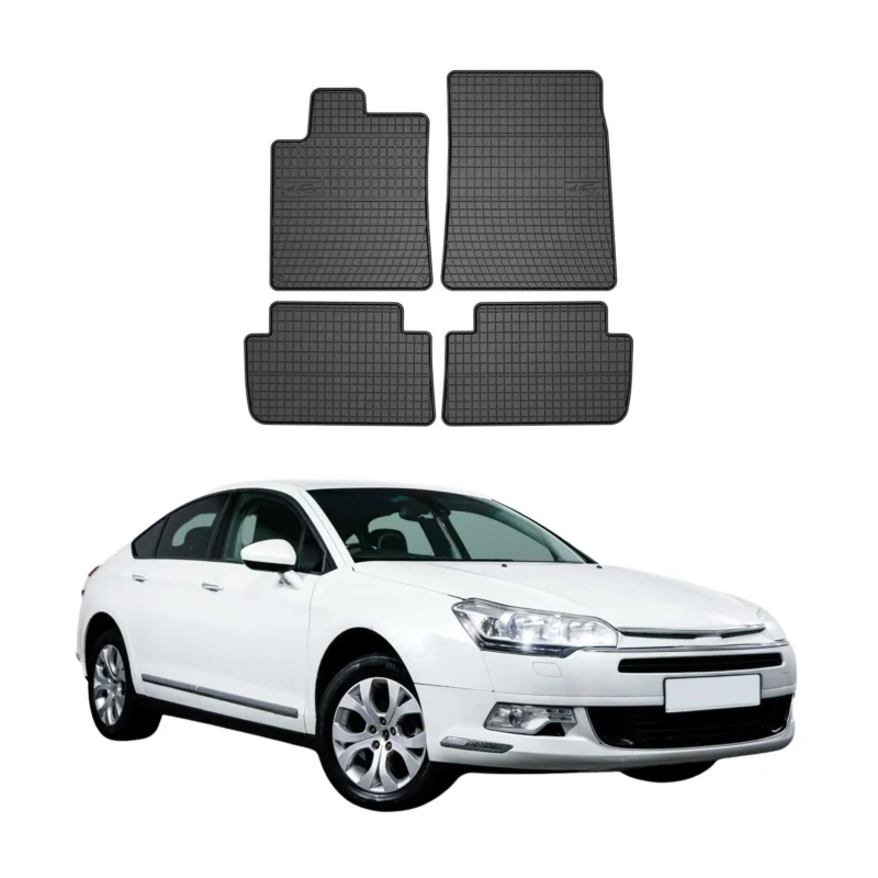OMAC Gummi Fußmatten für Citroën C5 I Limo Kombi 2000-2008 Automatten Schwarz 4x