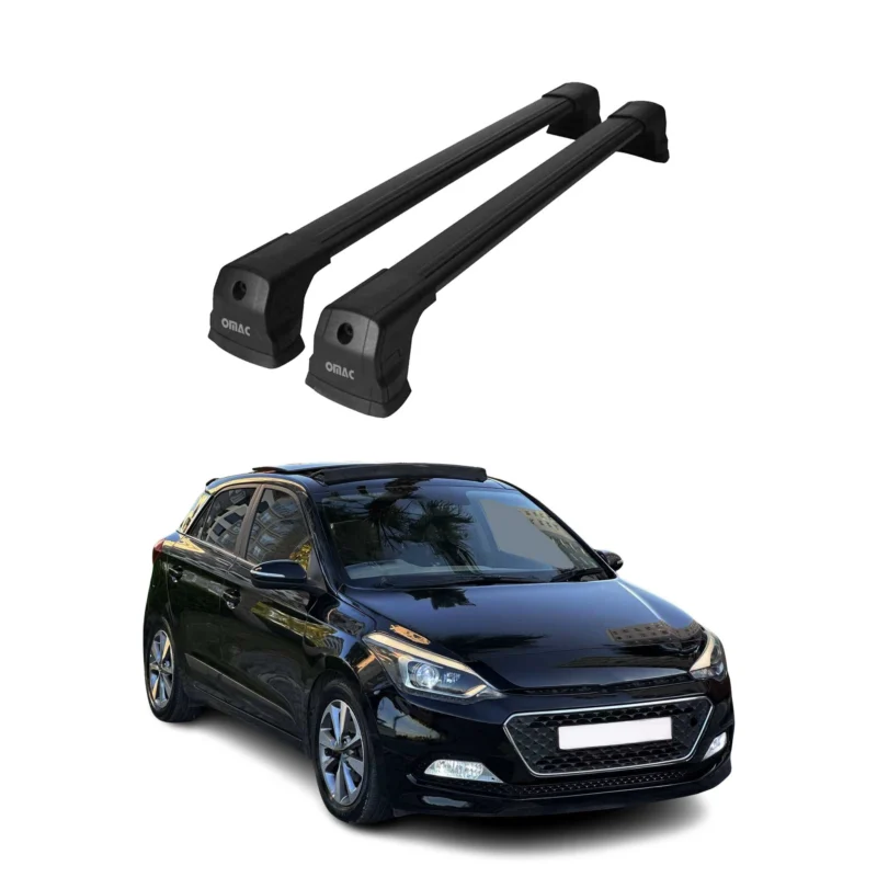 Dachträger Gepäckträger für Hyundai i20 2014-2020 HB Schwarz Aluminium 2 tlg
