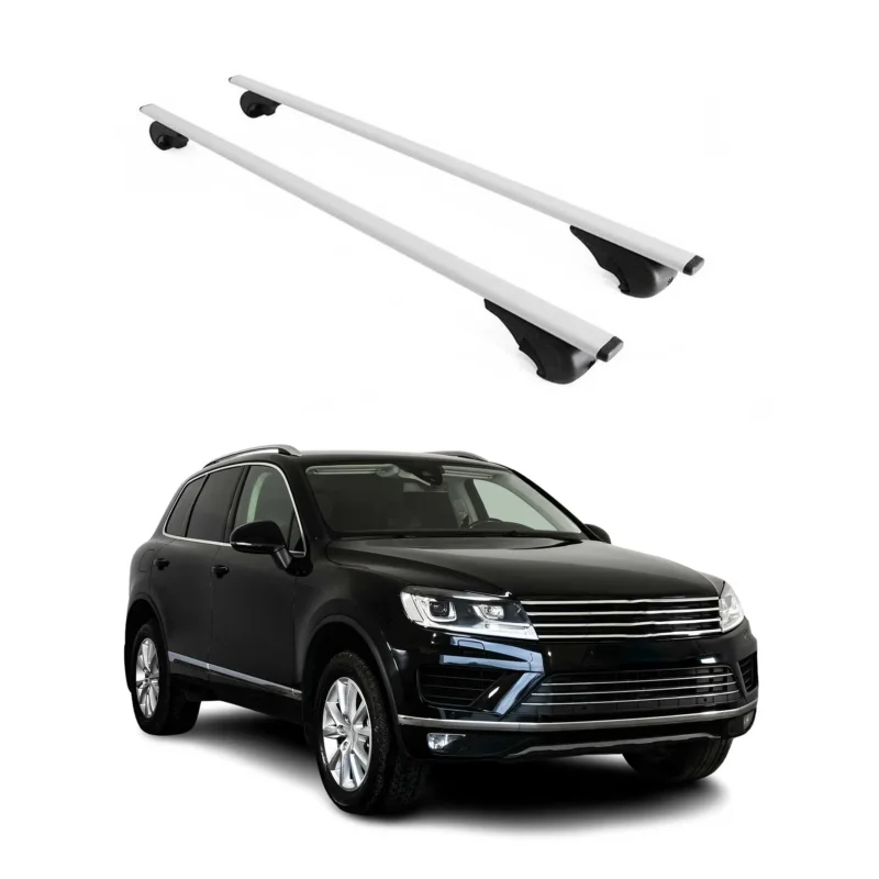 Dachträger Grundträger für VW Touareg mk2 2010-2018 75kg Stahl Silber 2 tlg