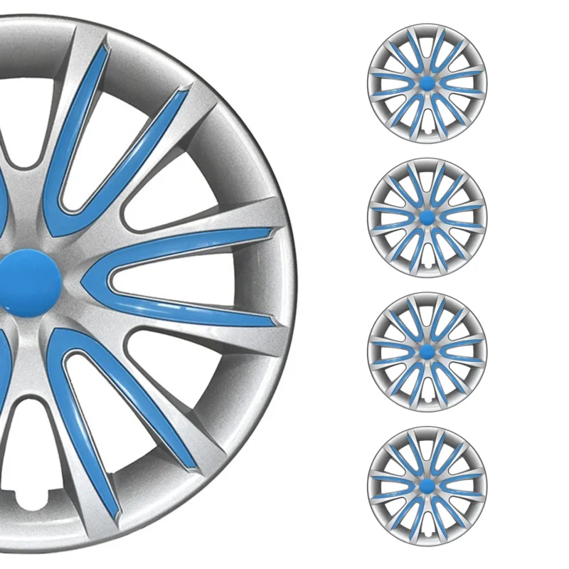 4x Radkappen Radzierblenden Radblenden 15" Zoll Stahlfelgen Grau Blau