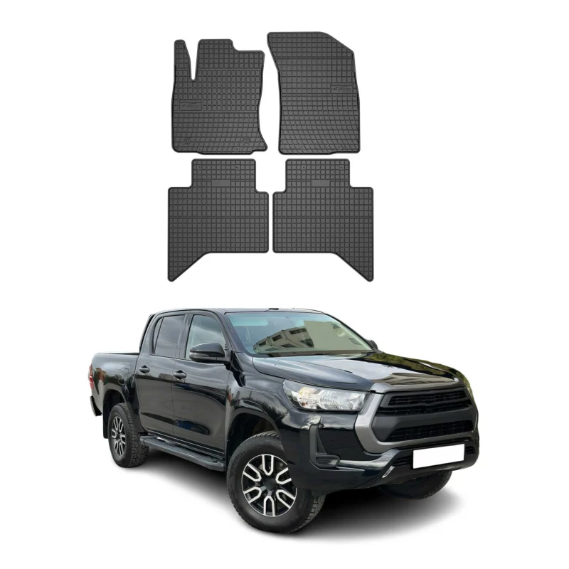 Fußmatten Gummimatten für Toyota Hilux VIII 2015-2026 Gummi Schwarz 4 tlg