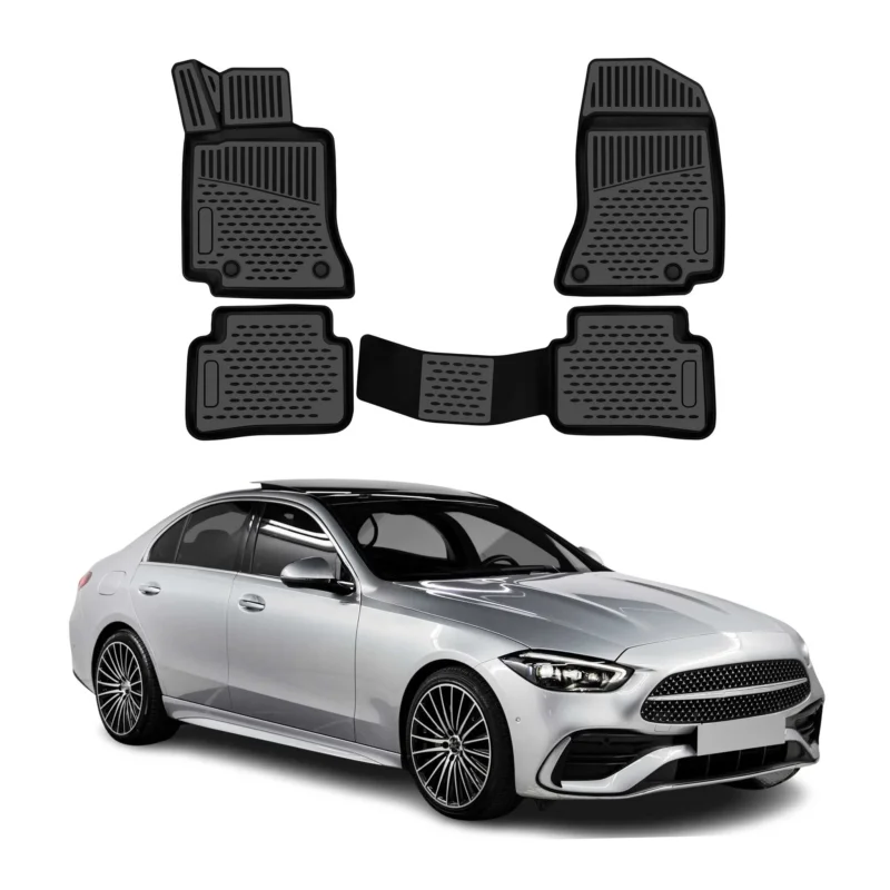 OMAC Gummimatten Fußmatten für Mercedes C Klasse W206 2021-2026 TPE Schwarz 4tlg