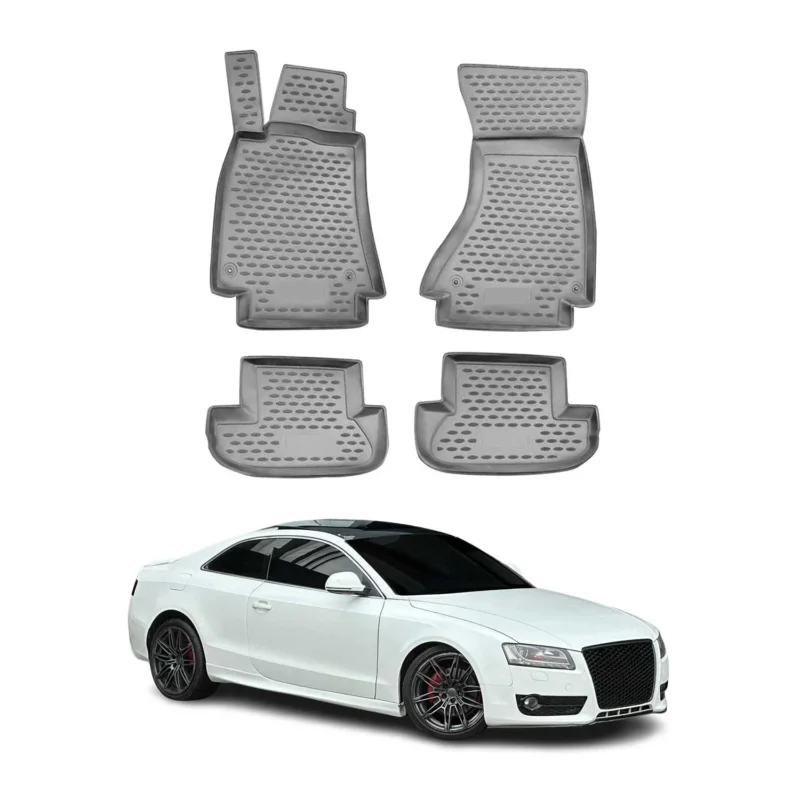 OMAC Gummimatten Fußmatten für Audi A5 Cabriolet Coupe 2009-2016 TPE Grau 4tlg