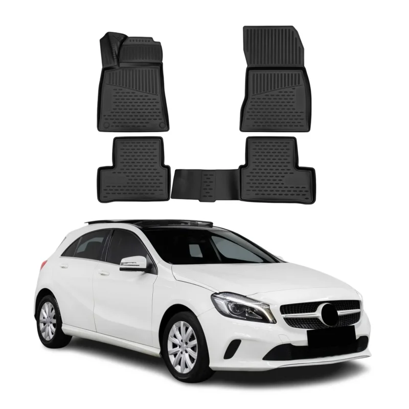 OMAC Fußmatten für Mercedes A Klasse W176 2015-2018 TPE Automatten Schwarz 4tlg