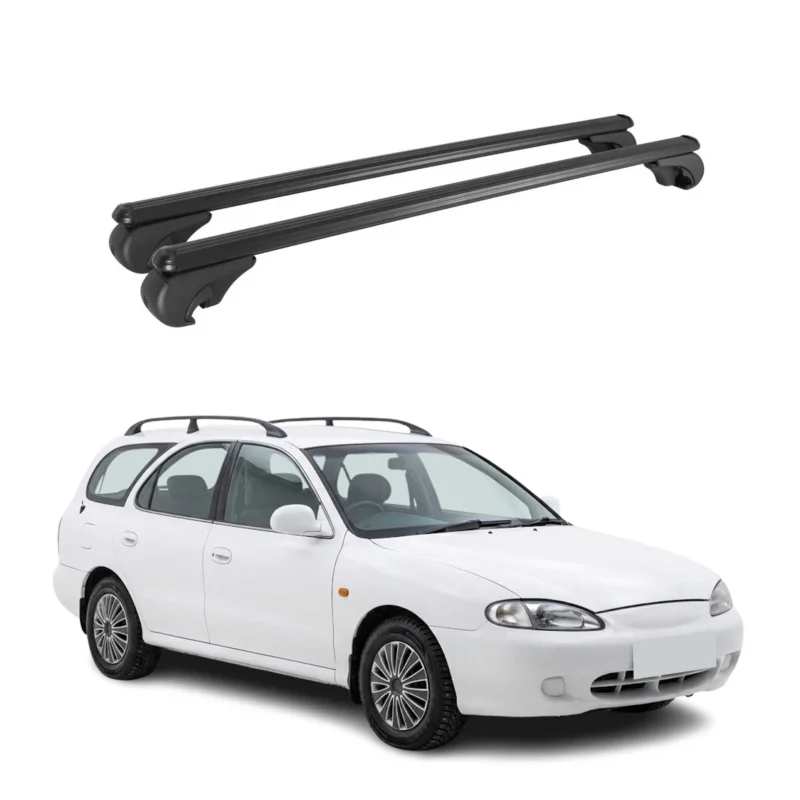 Dachträger Grundträger für Hyundai Lantra II Kombi 1995-2000 Alu Schwarz 2tlg