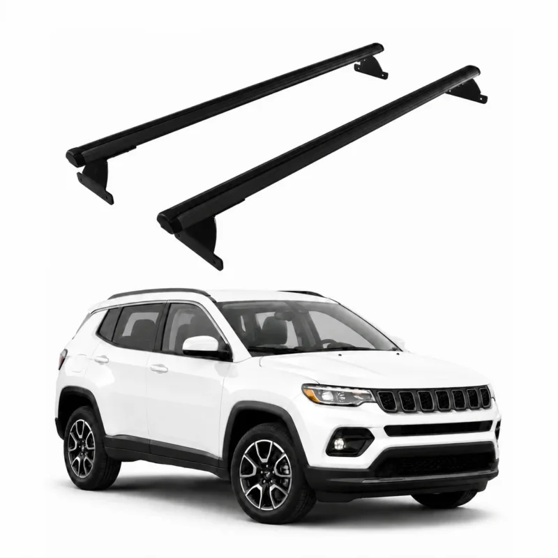 Dachträger Grundtäger für Jeep Compass II 2017-2025 75kg Aluminium Schwarz 2 tlg