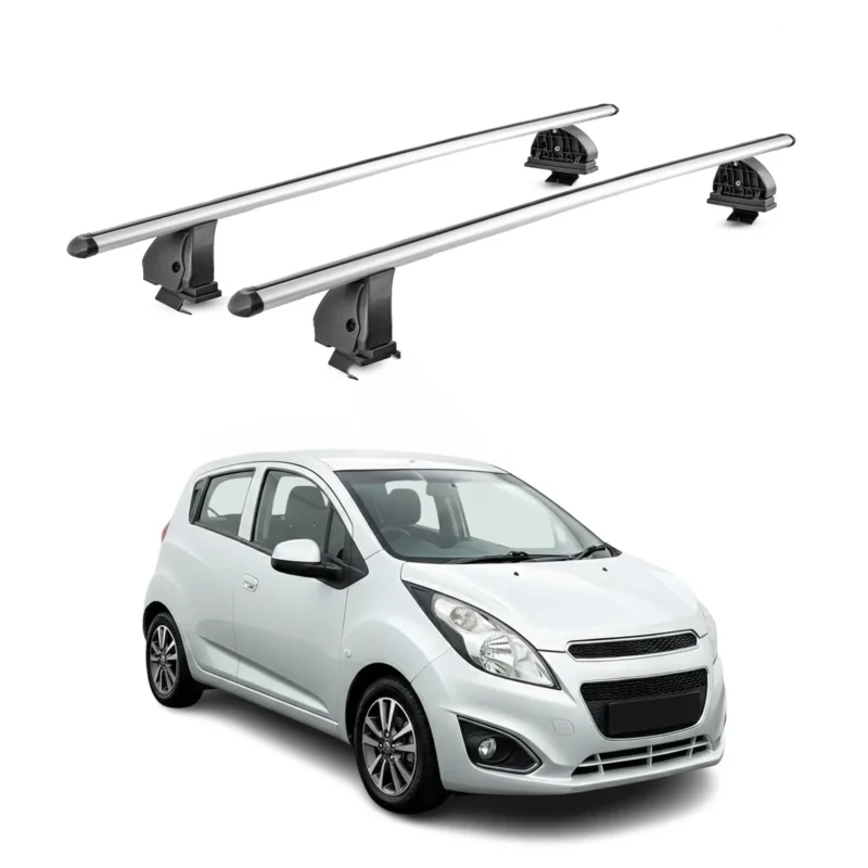 Alu Dachträger für Chevrolet Spark Schrägheck 2009-2015 TÜV T-Nut 2tlg Silber