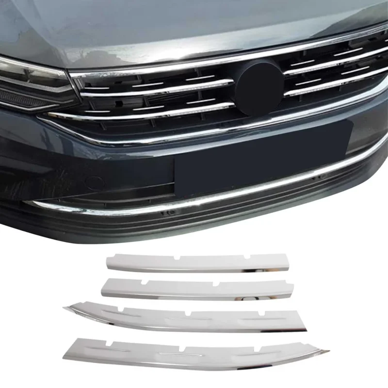 Kühlergrill Leisten Grillleisten für VW Tiguan 2020-2024 Edelstahl Chrom 4tlg