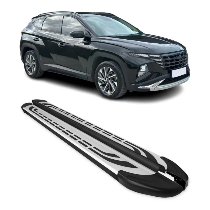 Trittbretter Schweller Seitenbretter für Hyundai Tucson 2022-2026 Schwarz Alu