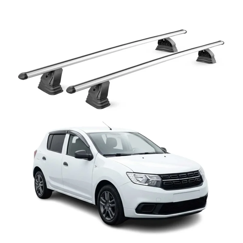 Alu Dachträger für Dacia Sandero II 2012-2020 TÜV T-Nut 75 kg 2tlg Silber
