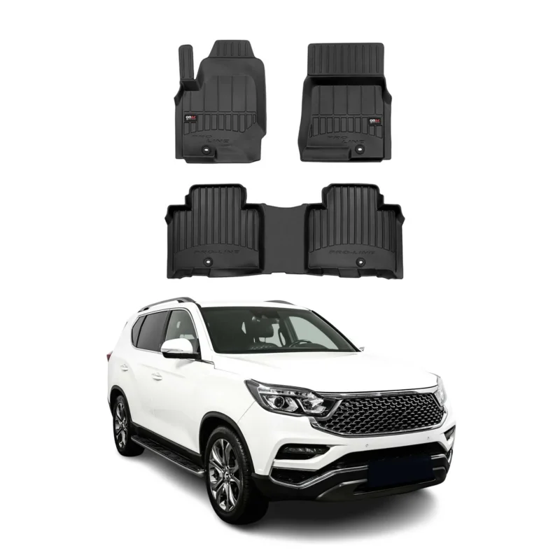 OMAC Gummi Fußmatten für Ssangyong Rexton 2017-2026 Premium Gummi Schwarz 3tlg
