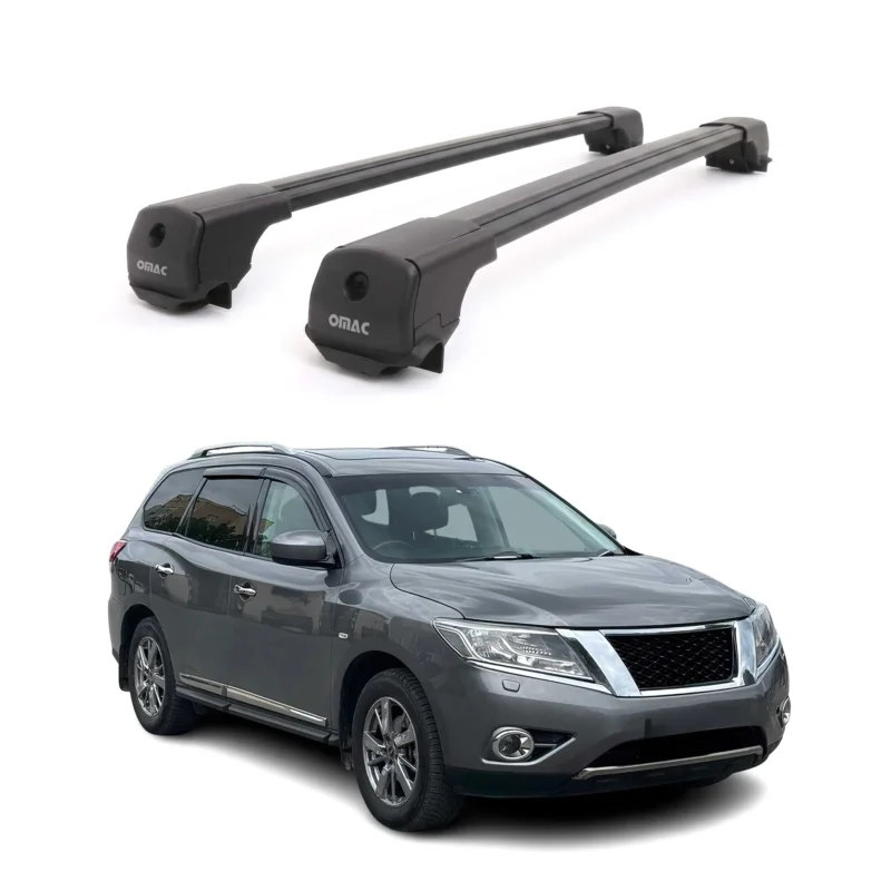 Dachträger Grundträger für Nissan Pathfinder IV 2013-2020 Aluminium Schwarz 2tlg