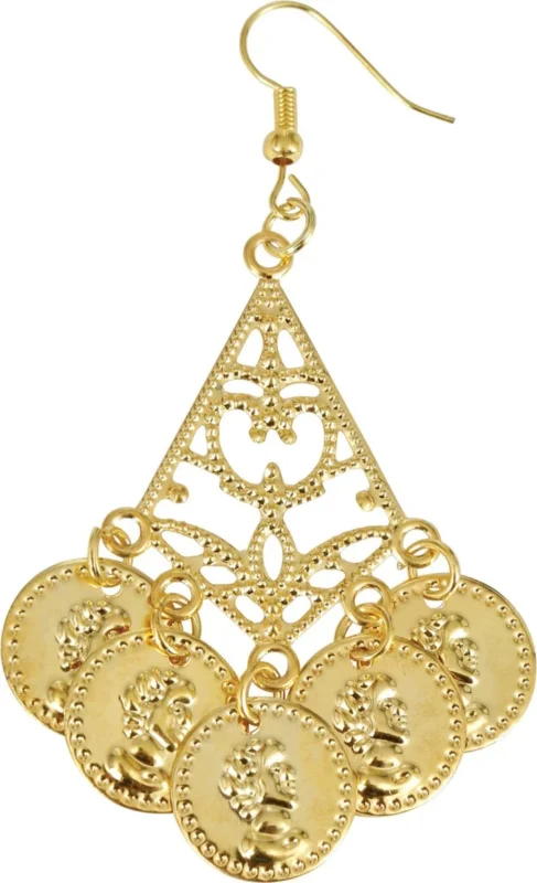 Metallic Oorbellen Munten Goud 5cm van Fiestas Guirca koop je bij Partywinkel