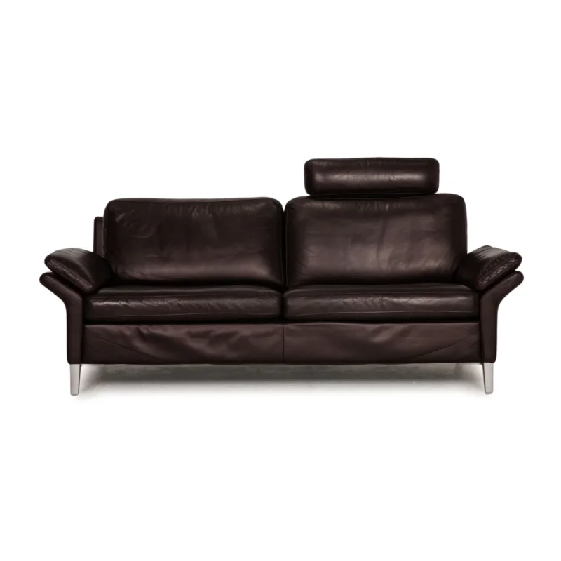 Rolf Benz 3300 Leder Sofa Aubergine Dreisitzer Couch
