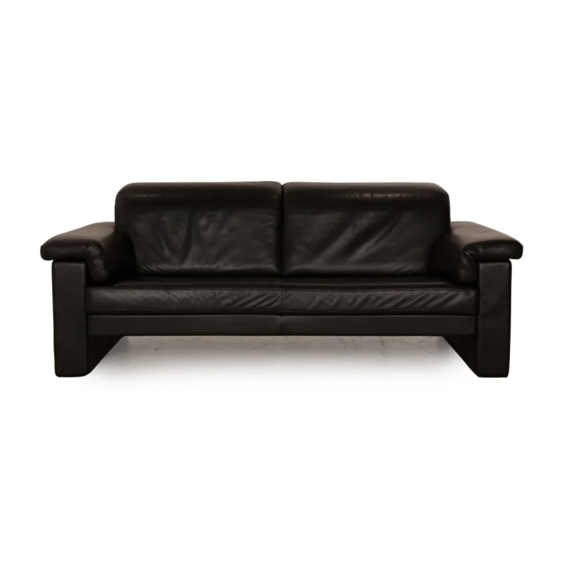 Rolf Benz 4000 Leder Dreisitzer Schwarz Sofa Couch
