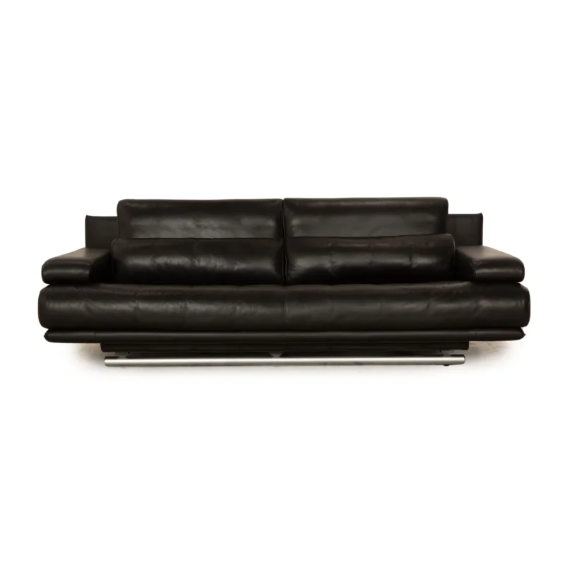 Rolf Benz 6500 Leder Dreisitzer Schwarz Sofa Couch manuelle Funktion