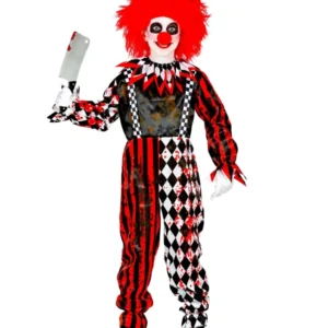 Rot/Weißer Horrorclown mit Kragen Kinderkostüm