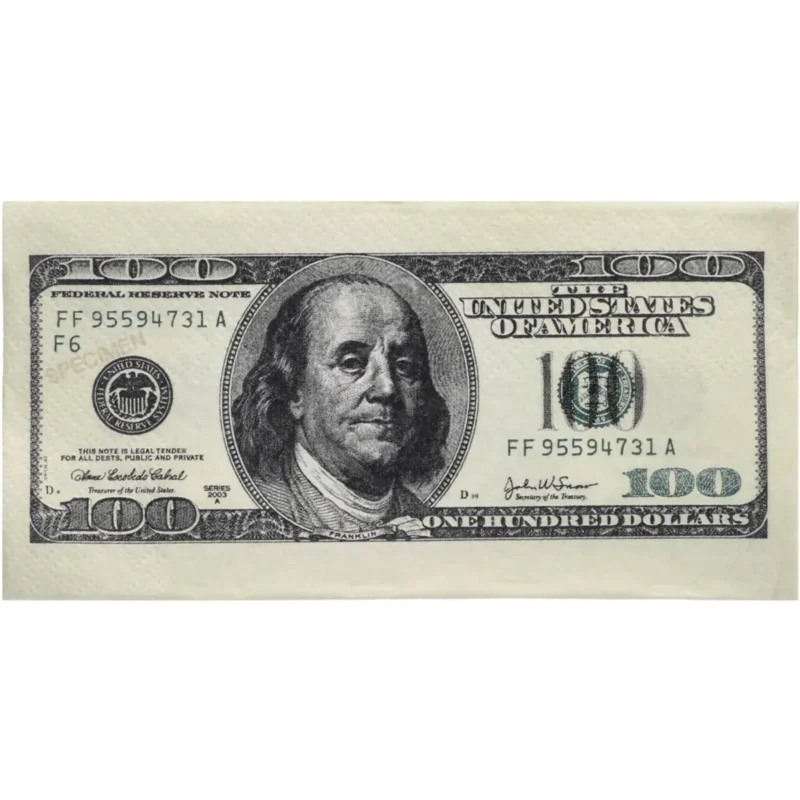 Servetten - 100 dollar - 33 x 33 cm - 10 stuks van Folat koop je bij Partywinkel