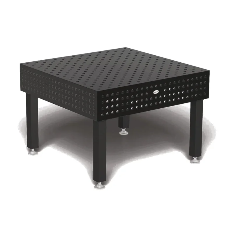 Produktansicht von Siegmund Schweißtisch 1200 x 1200 x 250 mm Professional Extreme 8.7 PLUS System 22 Plasmanitriert, Diagonalraster höhenverstellbar 600-850 mm mit Lenkrolle und Feststellbremse